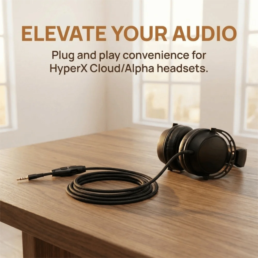 Durable With Volume Control 3.5mm Male To Male Cable Plug-and-Play Headphone Cable Audio Cable for HyperX Cloud Headphone Repair