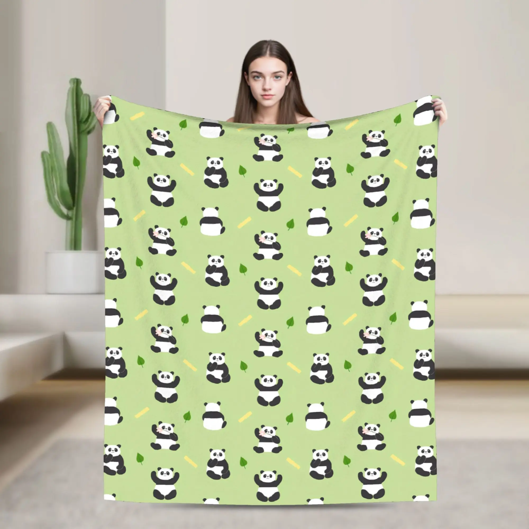 Panda Animal Blankets Velvet Decoration  Multi-function Super Warm Throw Blankets for Sofa Car Bedspreads