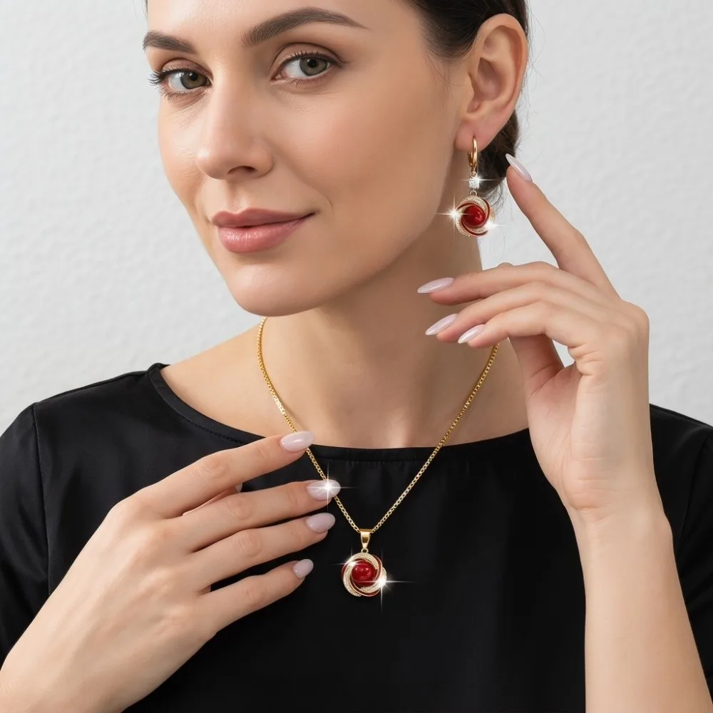 Daily Versatile Zircon Jewelry Sets Dainty Elegant Imitation Pearl Jewelry Sets Trendy Shining Necklace Earrings Sets Party