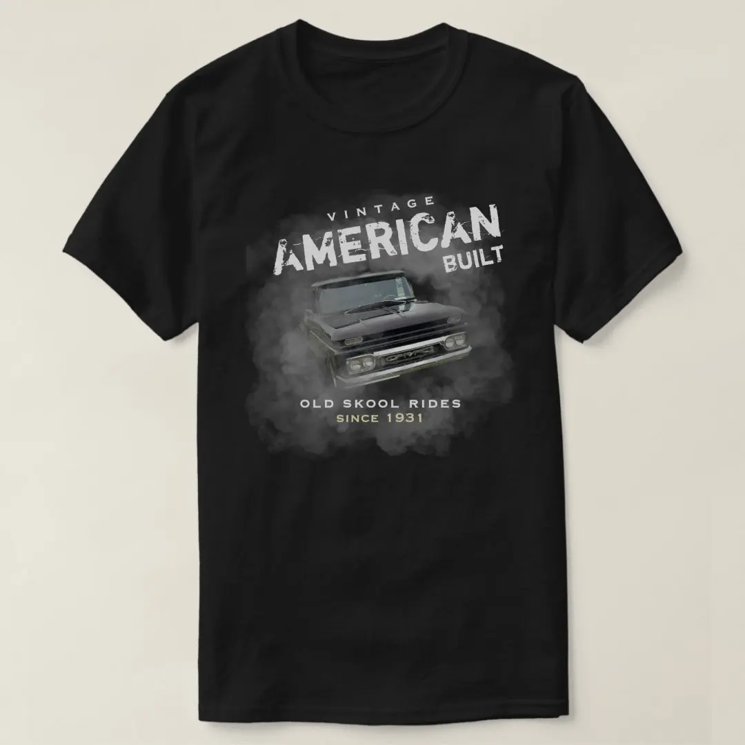 Vintage American Built Old Skool Rides Truck T-Shirt 100% Cotton O-Neck Short Sleeve Summer Casual Mens T-shirt Streetwear