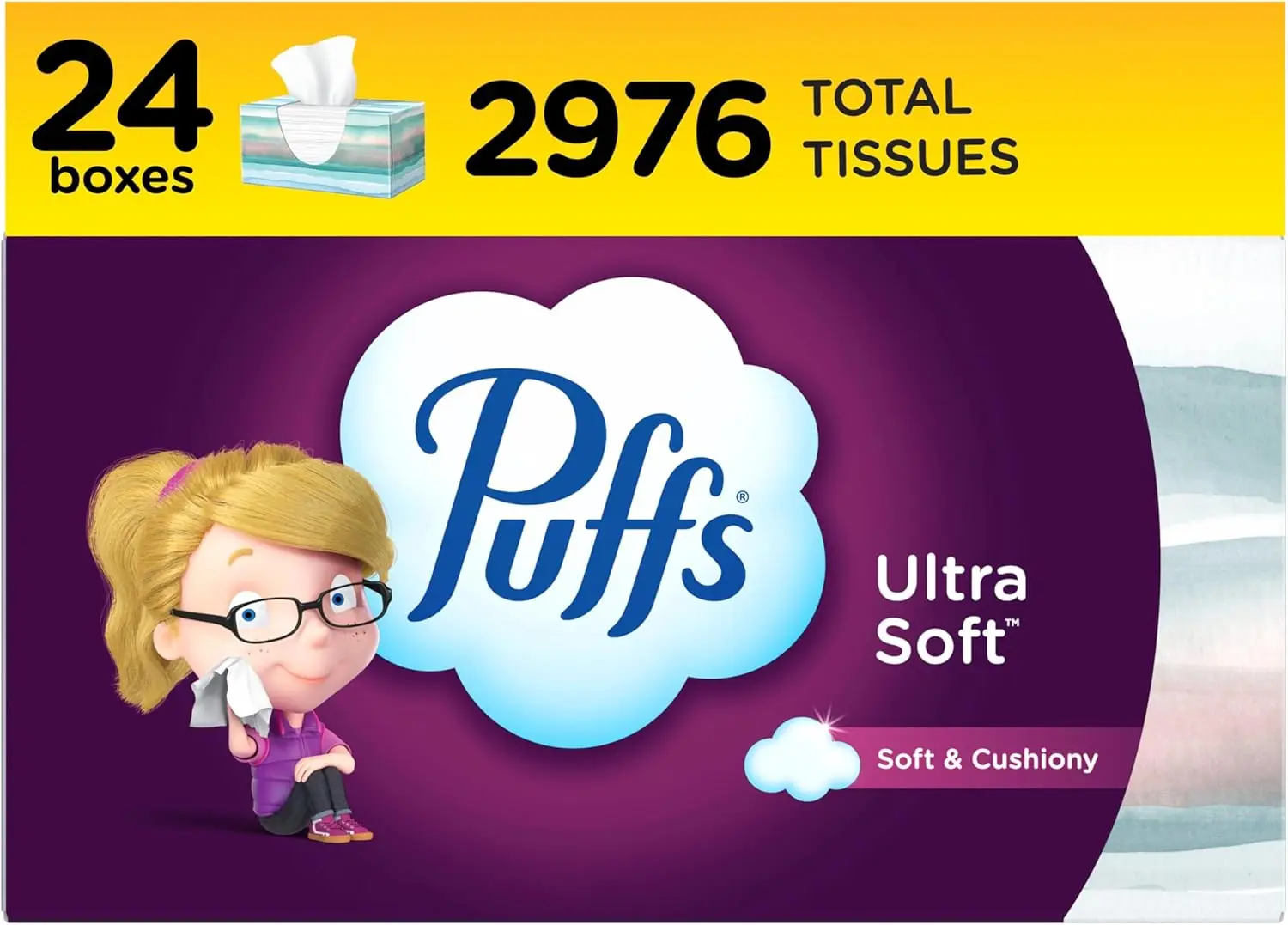

Ultra Soft Facial Tissues, 24 Family Boxes, 124 Tissues per Box