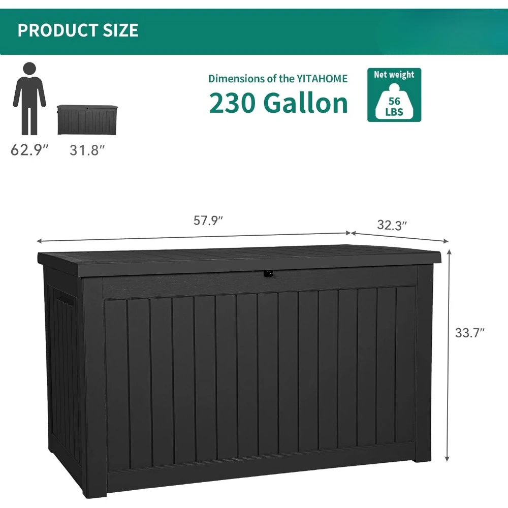 Imagem -05 - Armazenamento Deck Box para Mobília do Pátio Almofadas ao ar Livre Ferramentas de Jardim Equipamentos para Piscinas Esportivas Xxl Grande 230 Galões