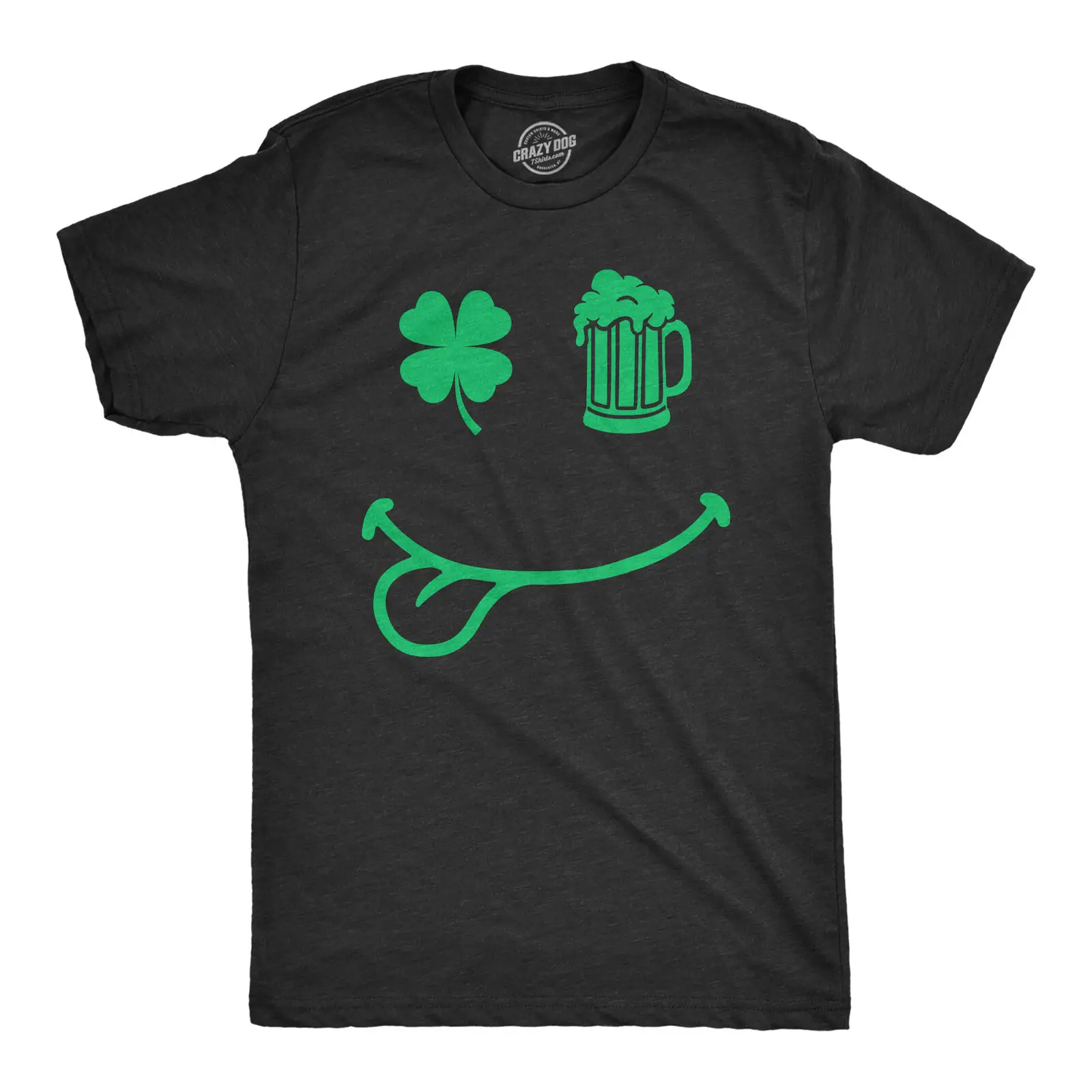 Mens St Pat Smile T Shirt Funny Saint Pattys Day Parade Smiling Face Tee For