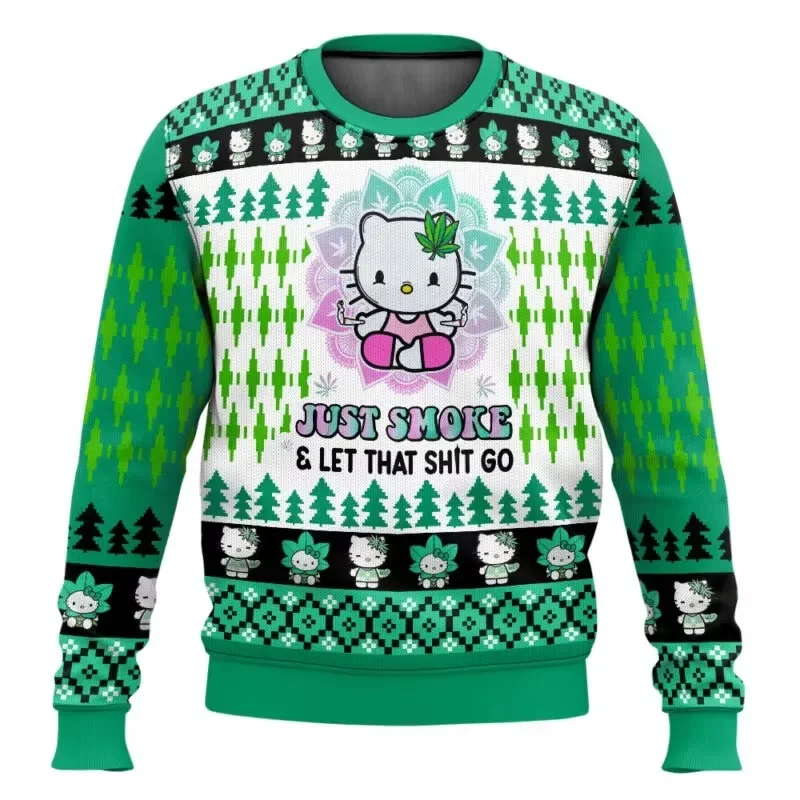 2026 Hello Kitty Series 3D Christmas Style Ugly Sweater Kids Adult Comfortable Round-neck Sweatshirt Family Matching Clothing