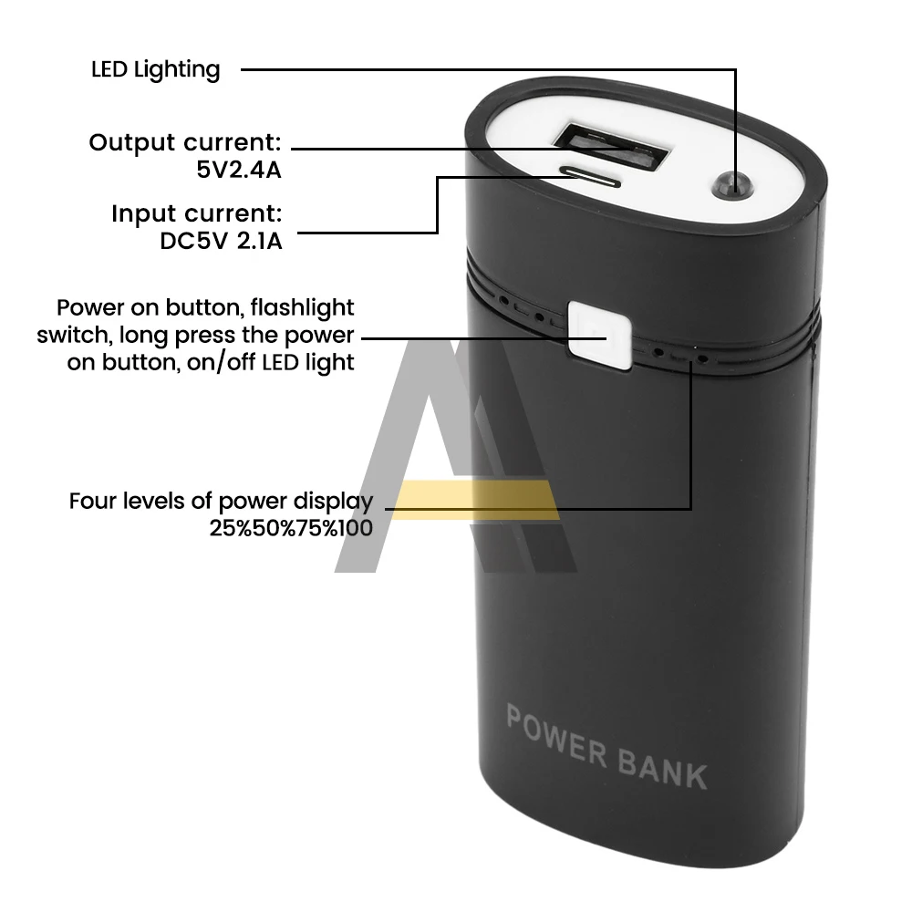 USB Ports 2 X 18650 DIY Portable Battery Holder 5V 2A LCD Display Power Bank Case Anti-reverse Connection Battery Charge Box