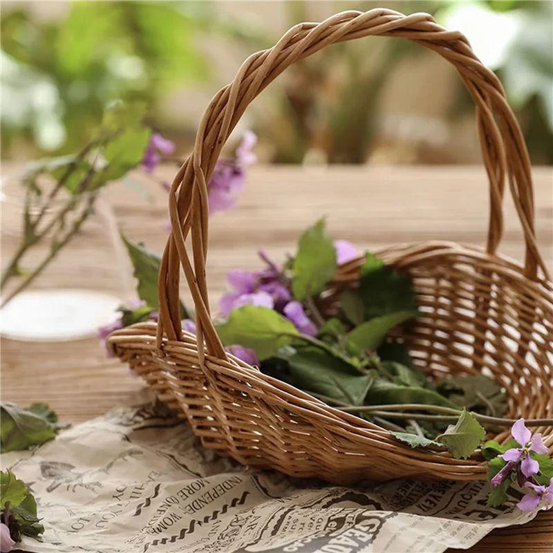 

A88E-5X Picnic Basket Easter Candy Basket Wedding Flower Girl Baskets Fast Food Basket Woven Pantry Organizer