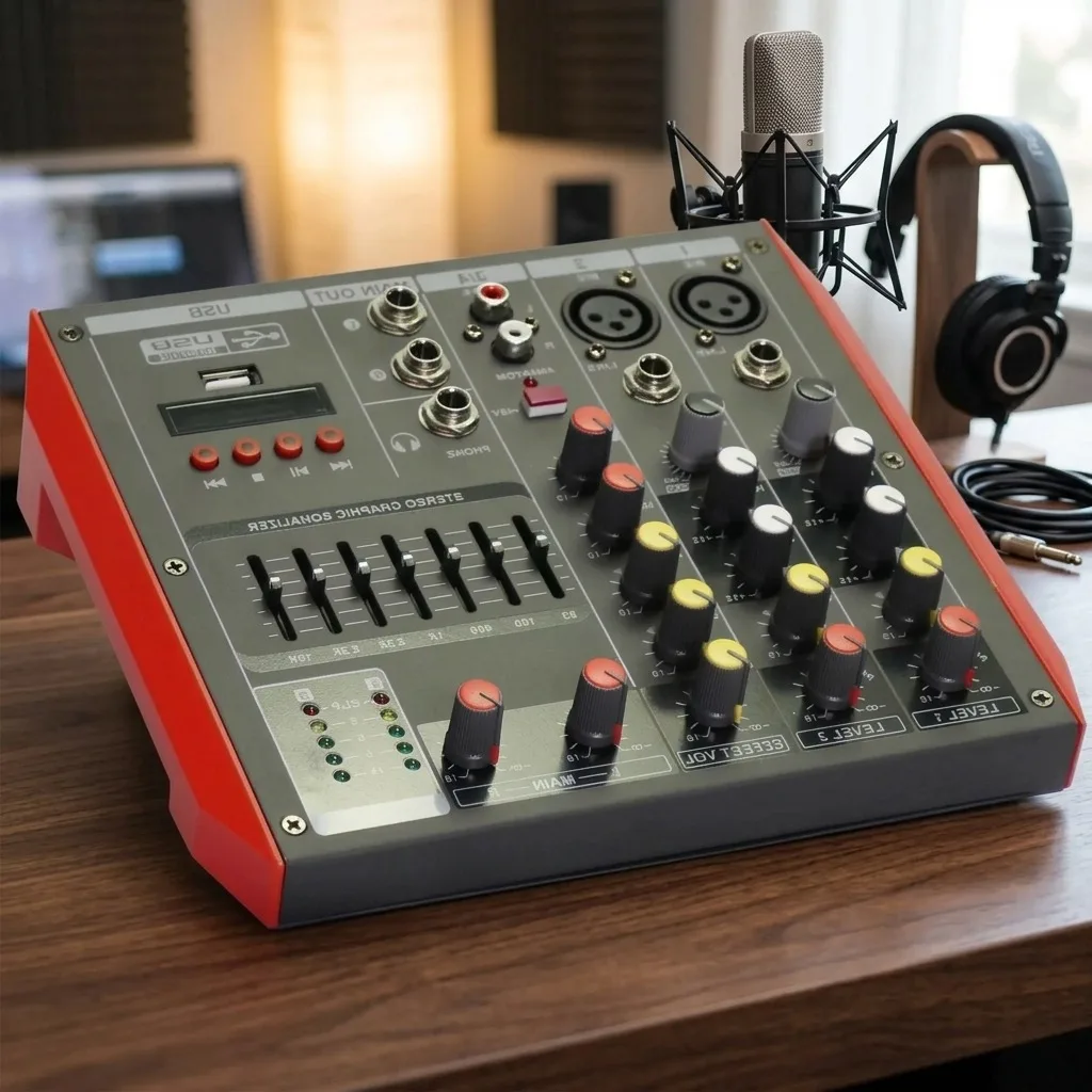 MiCWL MG4 4-Channel Bluetooth Audio Mixer Sound Mixing Console for Stage Performance, Computer, Live Instrument Mini