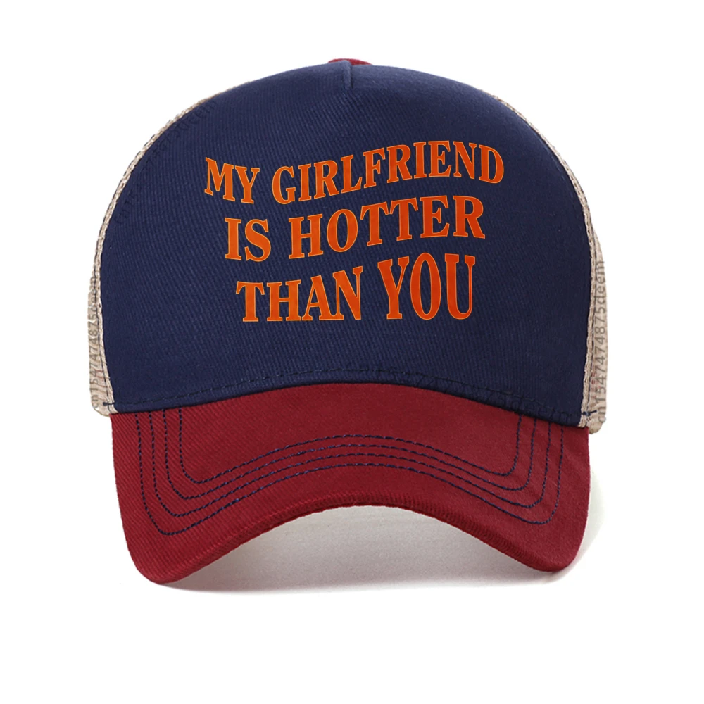 صديقتي أكثر سخونة منك المرأة قبعة بيسبول للجنسين الملابس Harajuku الصيف أزياء الرجال قبعة الأزياء شبكة Snapback القبعات