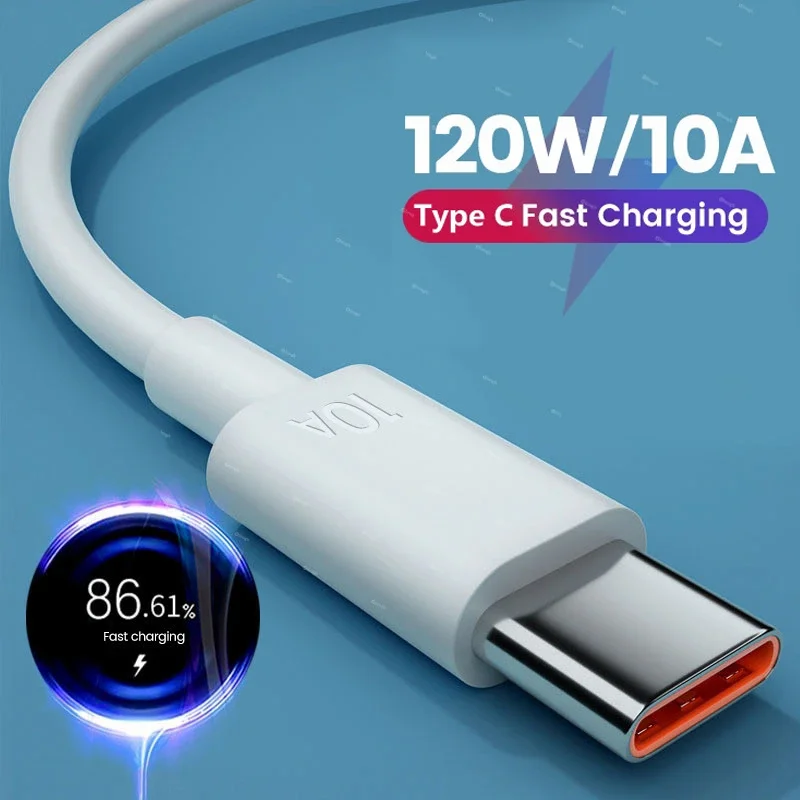 120W 10A Type C Fast Charging Cable Data Cord for Samsung Xiaomi Huawei Honor Quick Charing USB C Cables 0.25/1/1.5/2M