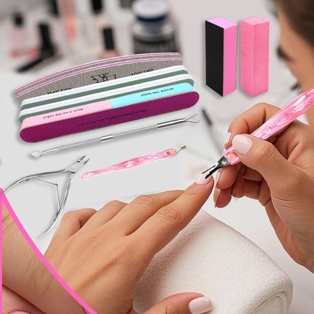 10Pcs Manicure Set Manicure Set Professional Nail Clipper Kit Nail Filing Shaping 2pcs Block Polishing  Dead Skin Scissors