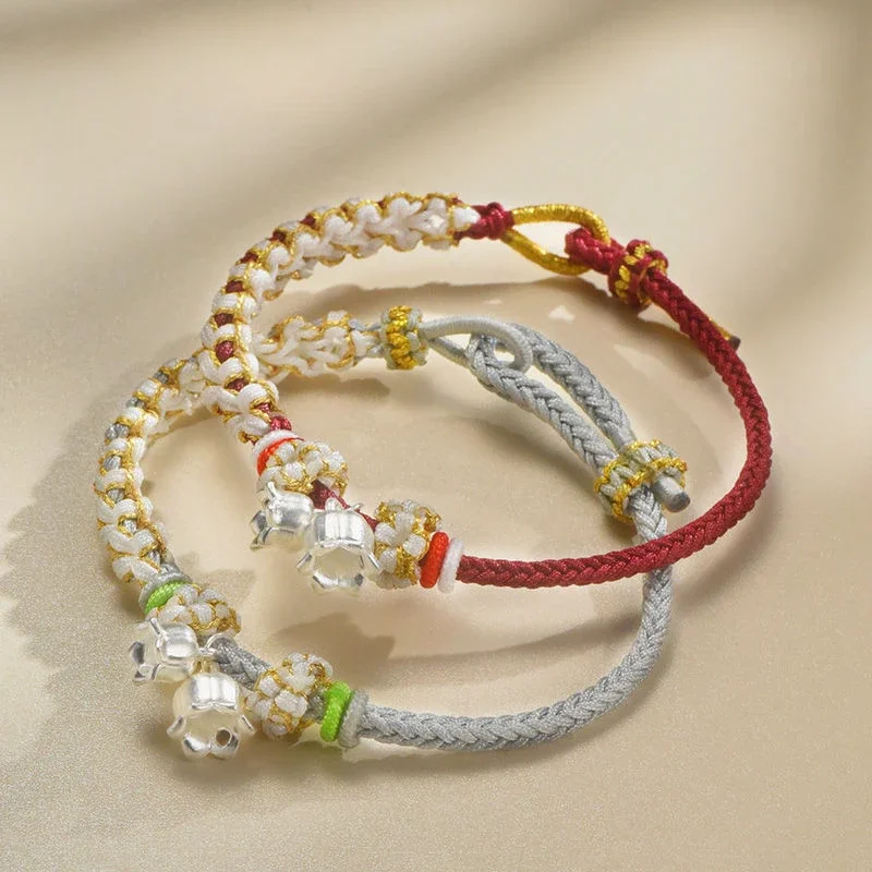 

UMQ Original Pure Silver 999 Lily Bracelet Ethnic Style Hand-Woven Birthday Gift for Girlfriend Girlfriends' Gift Ornament