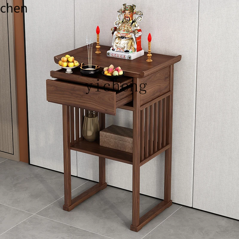 ZMLwall solid wood table household modern God of Wealth Guanyin tribute table living room incense table