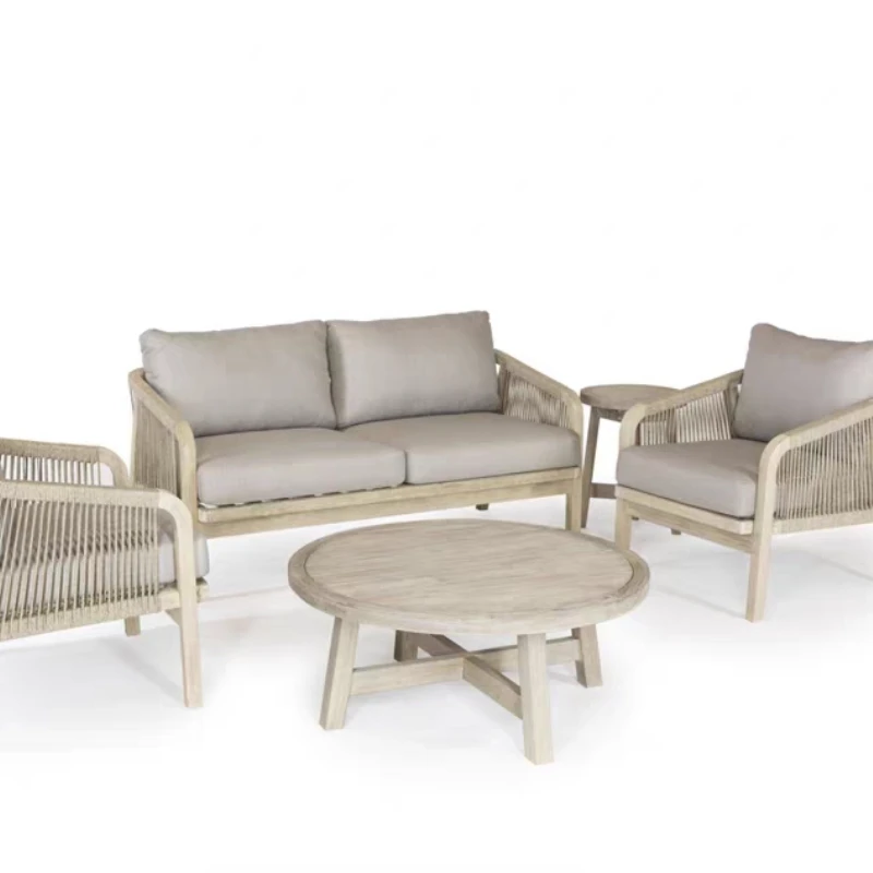 

Villa Outdoor Garden Sofas Living Room Lawn Waterproof Courtyard Garden Sofas Open-air Wood Furniture Sofá Jardín MHHYSF