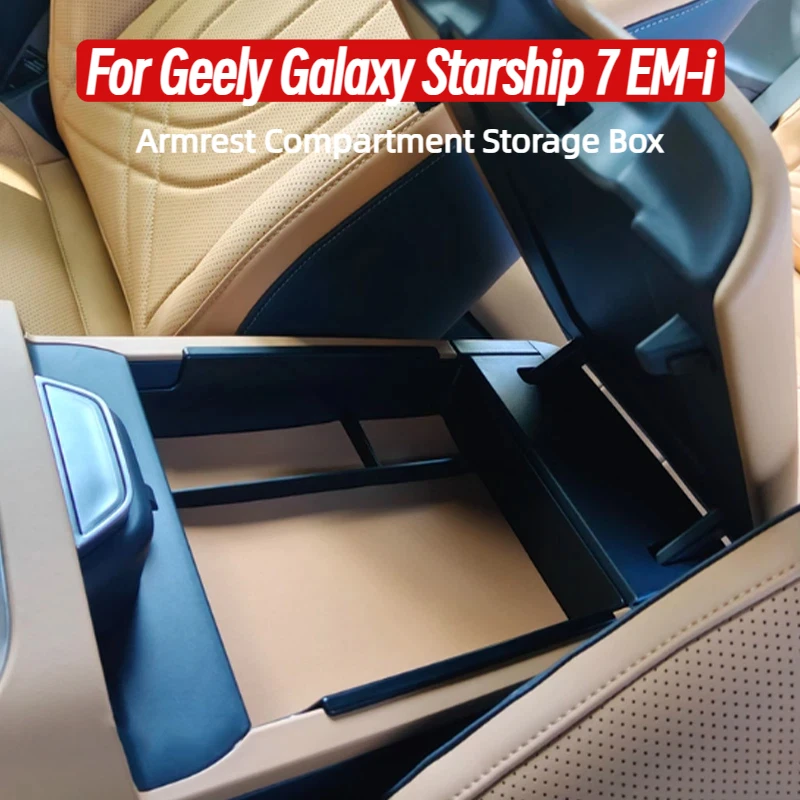 

For Geely Galaxy Starship 7 EM-i Car Armrest Compartment Storage Box Central Control Lower Organizer Tray Interior Accessories