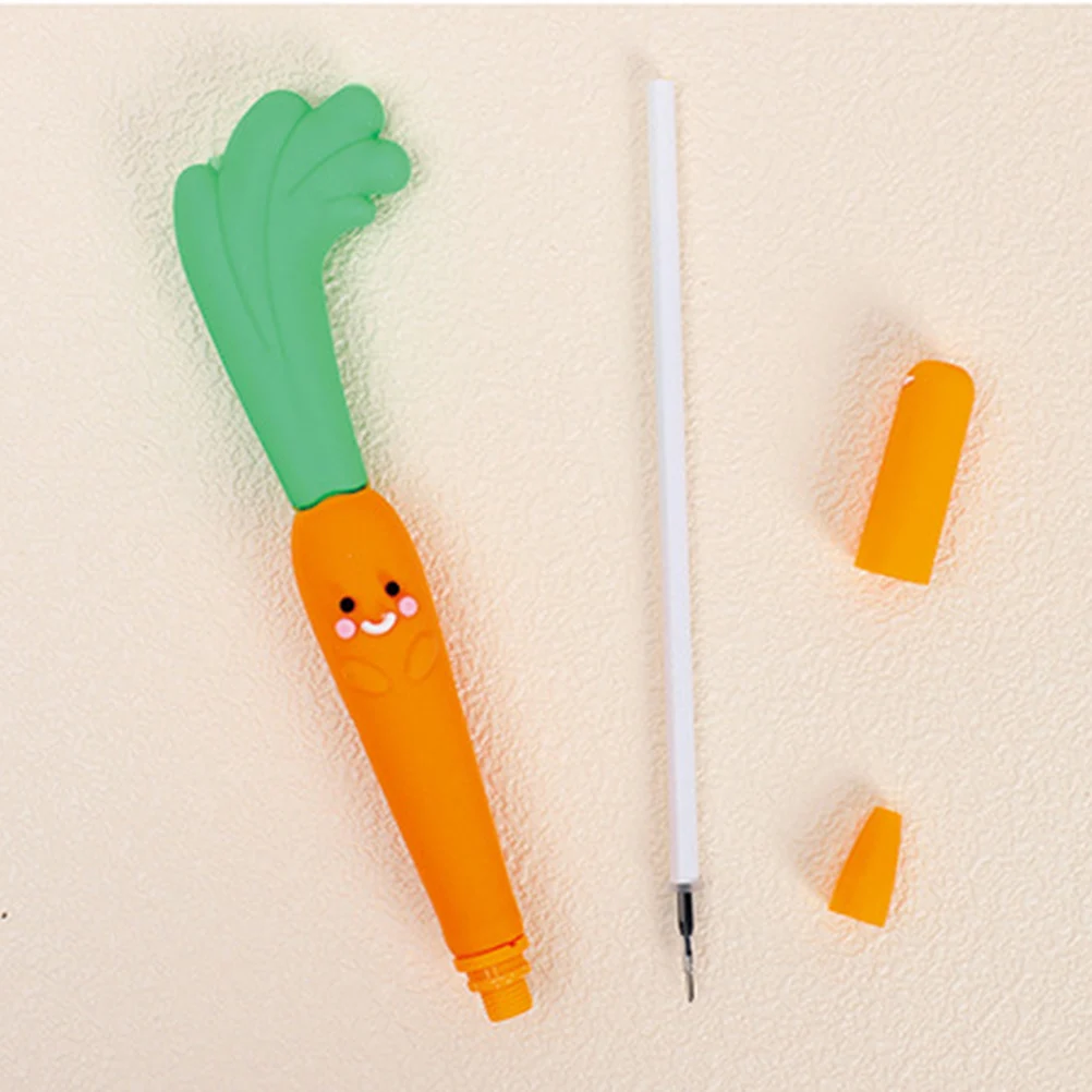 

2pcs Carrot Gel Ink Pens Reusable Lovely Writing Pens For Students Office School Smooth Ergonomic Design Pull Cap Protection