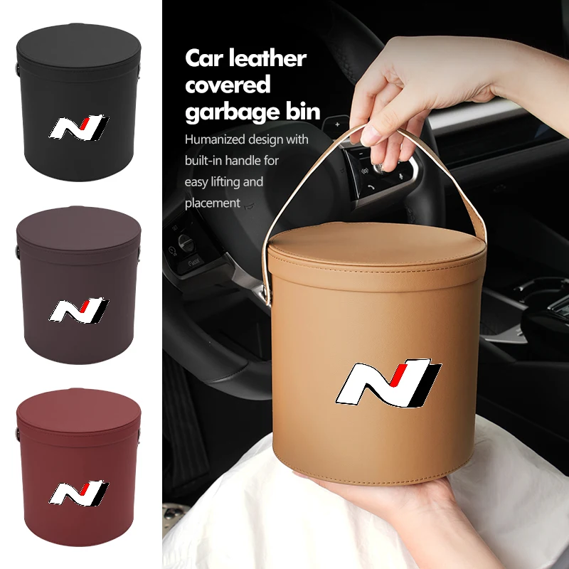 Круглый автомобильный мусорный бак, складная мусорная корзина с защитой от протечек, корзина для мусора для Hyundai N Nline Tucson Kona Sonata Veloster i20 i30 Круглый автомобильный мусорный бак, складная мусорная корзина с защитой от протечек, корзина для мусора для Hyundai N Nline Tucson Kona Sonata Veloster i20 i30