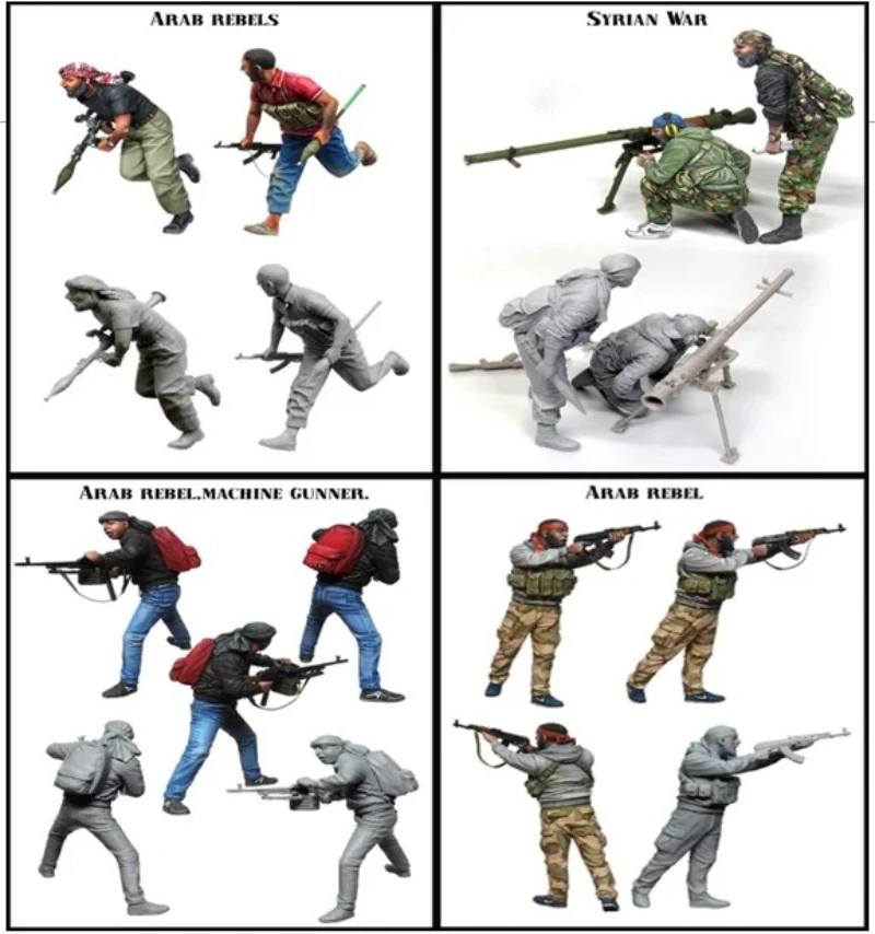 

1/35 Scale Die-cast Resin Figure Model Kit Syrian War Arab Rebels 6 Figures Need To Be Assembled and Colored By Themselves