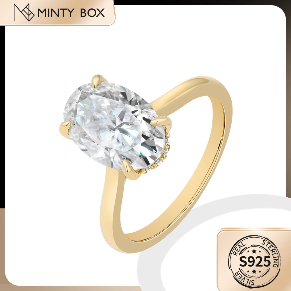 

MINTYBOX 4.5CT D VVS1 Moissanite Rings Oval Cut 12*8mm 925 Sliver Ring Luxury Jewelry for Women Engagement Wedding Anniversary