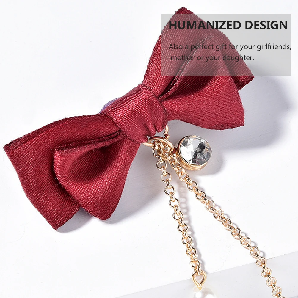 

2Pcs Bow Hairpin Red Silk Bowknot Hair Clip for Girls Party Festival Lightweight Hair Accessory Fashion Hairpin
