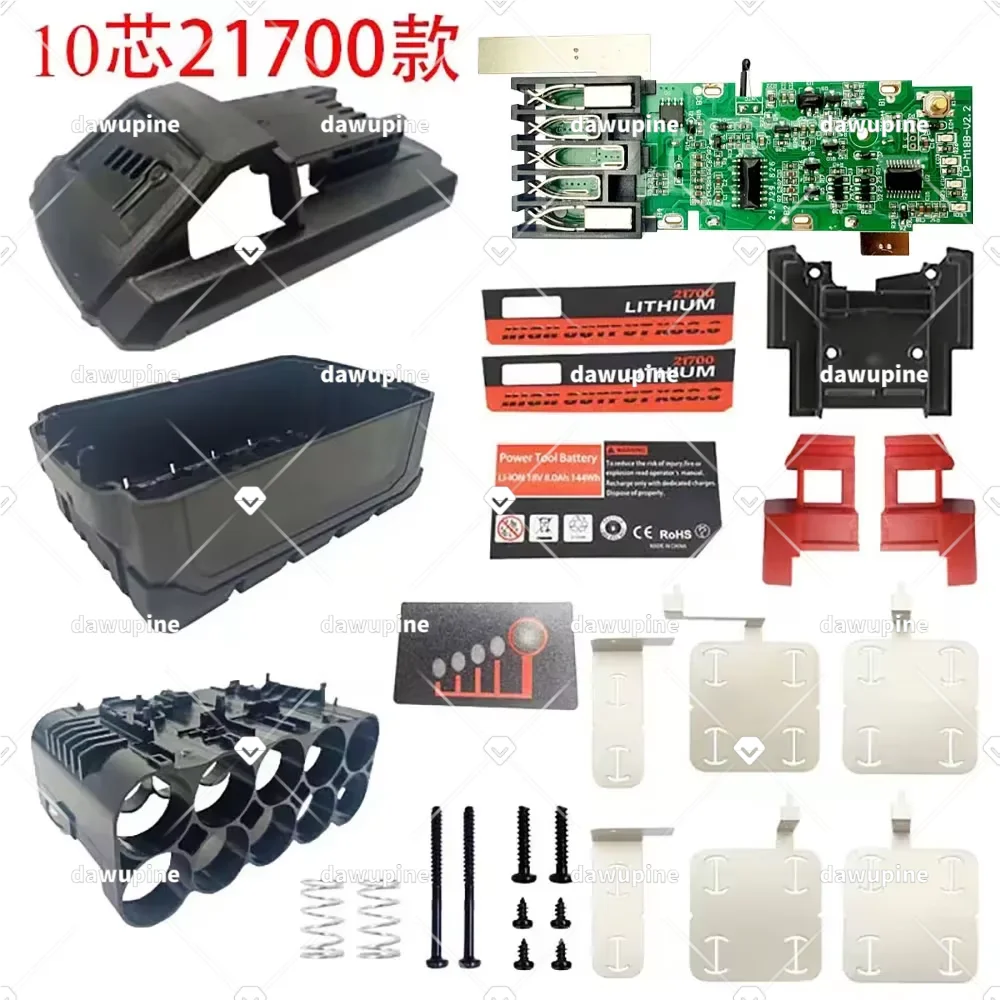 

Пластиковый чехол для аккумулятора 10x21700 с защитной платой для зарядки печатной платы, корпус для литиевой батареи Milwaukee m18 18 В 8 Ач