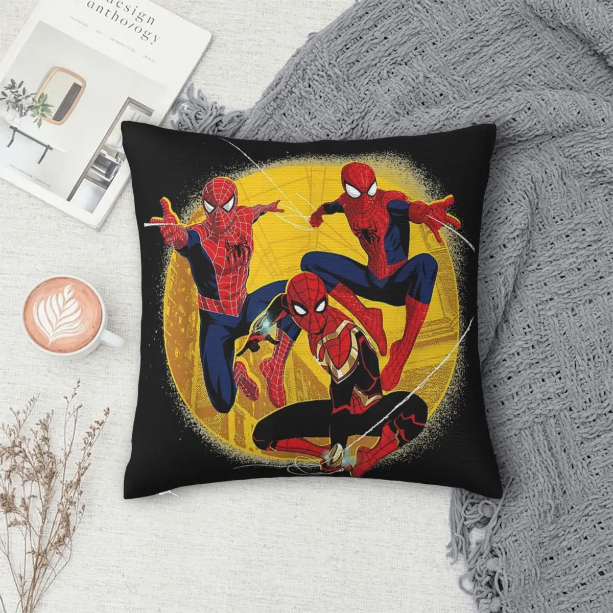 멋진 스파이더 맨 슈퍼 영웅 베개 커버 Merch 소프트 쿠션 커버 만화 던지기 베개 커버 침대 장식 지퍼가 달린 여러 크기