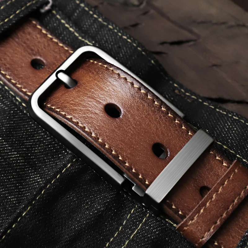 

Vintage Genuine Leather Men's Cowhide Belt Thickened Leather Width 34MM Belts For Jeans Denim Belt