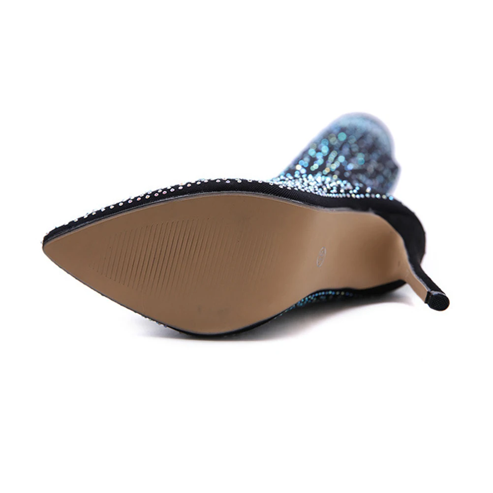 

Женские сапоги выше колена на высоком каблуке, эластичные длинные сапоги до бедра со стразами и бриллиантами Eu37.5 Us8 Uk4, подарок для женщин