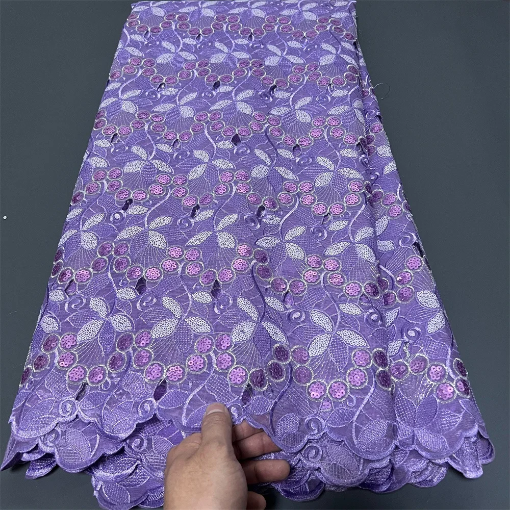 

African Nigerian 2025 High Quality With Tulle Sewing Lace Fabric Guipure Embroidery Dresses Beads Stone Sequins 5yards ZJ061