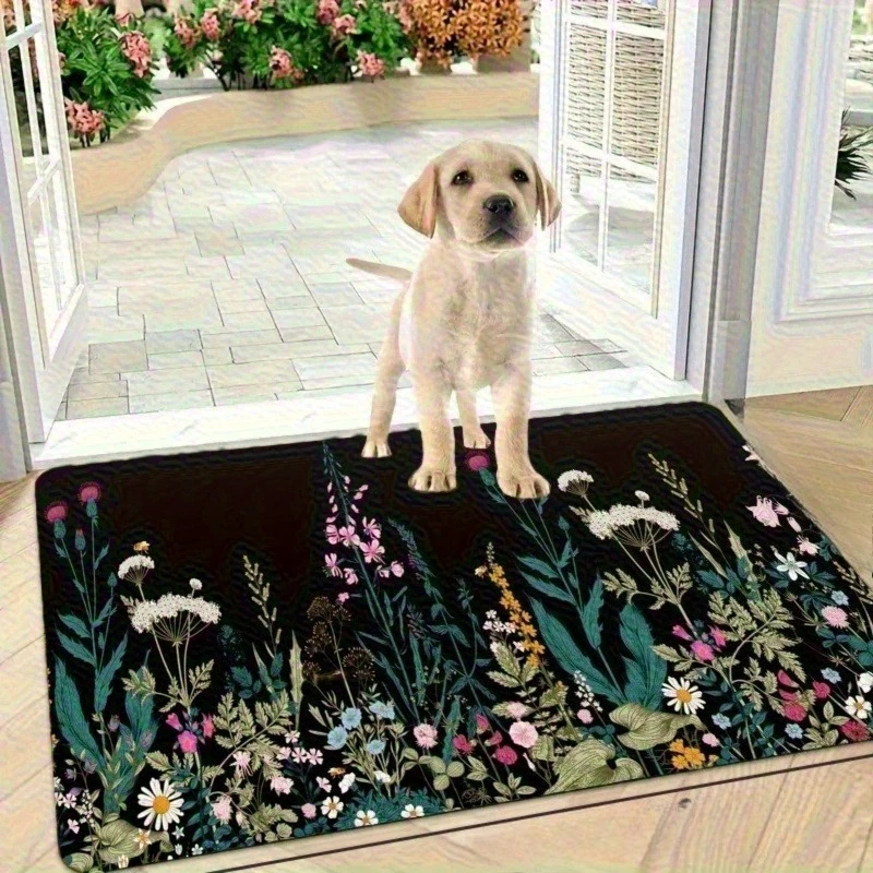 

1PC Enchanted Garden Kitchen Rug Non-Slip Door Mat Pop design Bathroom Rug Bath Mat Carpet for Home Sink Laundry Decor