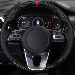 Car Steering Wheel Cover DIY Carbon Fiber Black Leather For Kia K5 Optima 2019 Cee'd Ceed 2019 Forte Cerato (AU) 2018