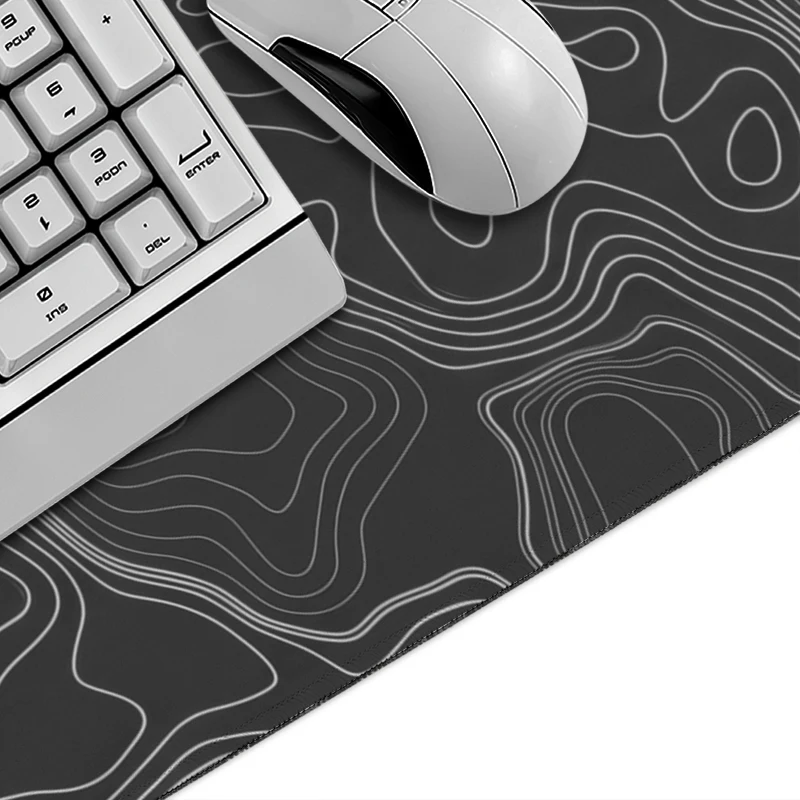 Mouse Pad Gaming Black Topographic Contours XL Large HD Computer Mousepad XXL Mechanical Keyboard Pad Computer Table Mat