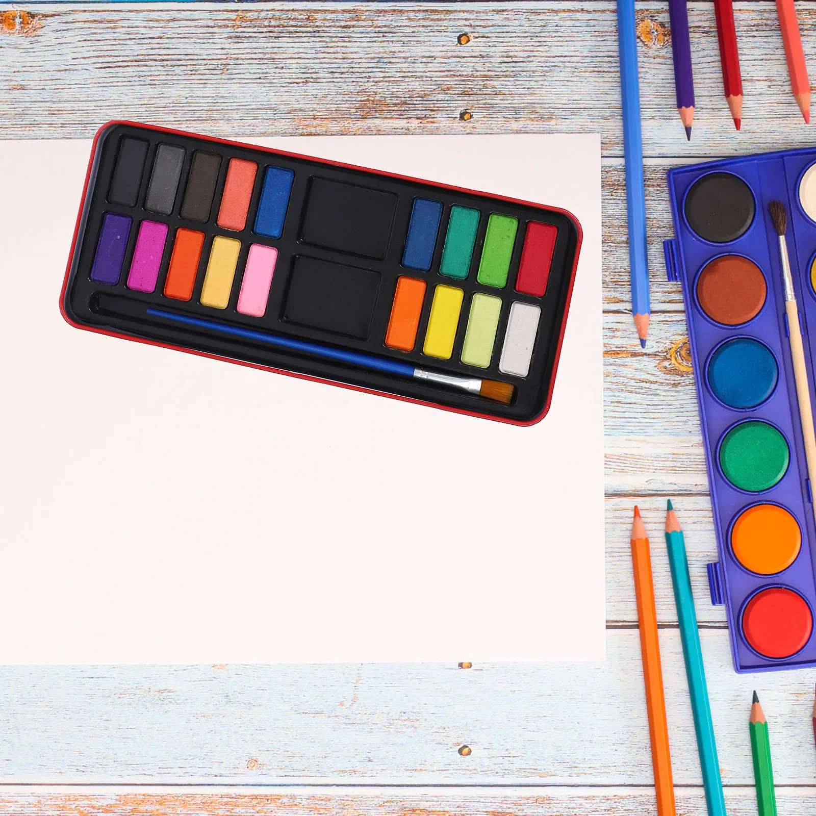 

Solid Watercolor Paints 18 Colors Hand Drawn Art Supplies Portable Travel Set for Painting Illustration Crafts