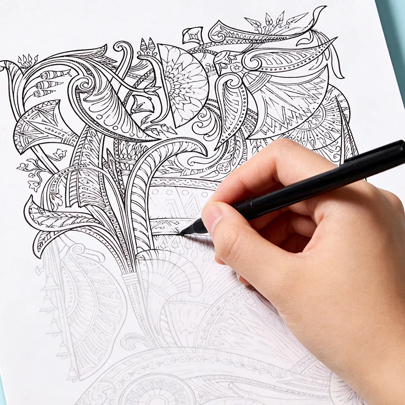 A Hand Drawn Coloring Book for Adults To Relieve Anxiety and Calm Down, A Copy Line Drawing Coloring Book 24 Pages Excluding Pen