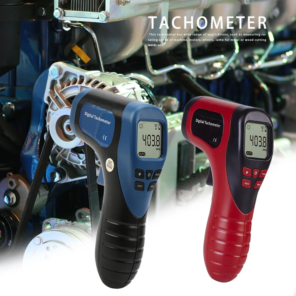 Handheld Digital Photo Tachometer RPM Meter 2.5RPM-99999RPM Non-Contact RPM Tach Speed Gauge Backlit LCD Display Diagnostic Tool