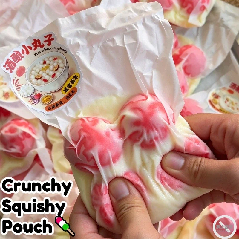 Handmade Ball Crunchy Squishy Pouch Simulation Meatball Pouch Crackling Wax Balls Squeeze Bag Stress Relief ASMR Fidget Toys