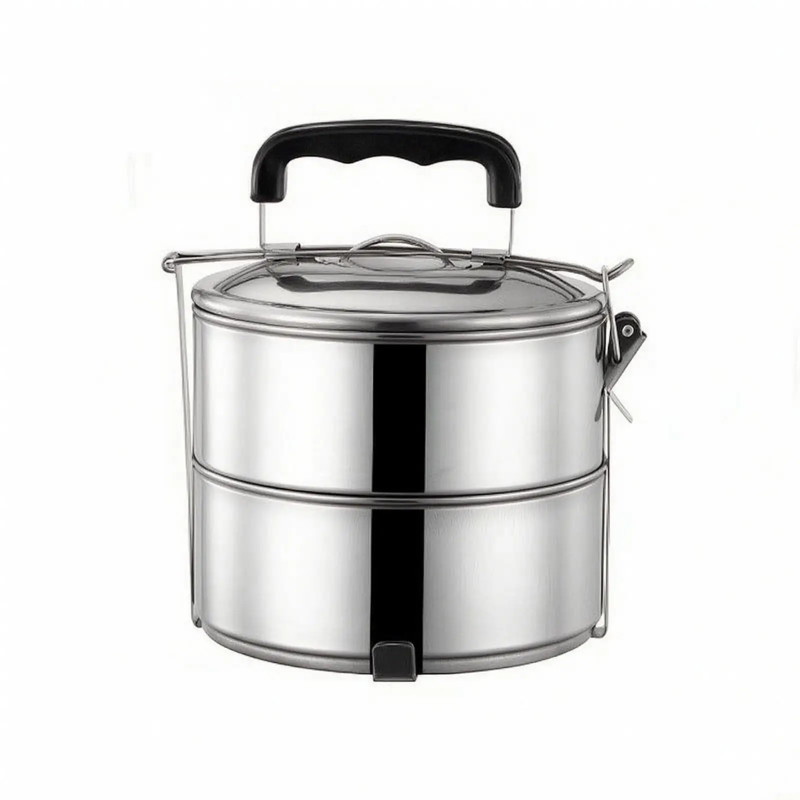 Insulated Steel Lunch Container with Secure Lid and Carry Handle Stacked Tiffin Box for Adult Worker Meals