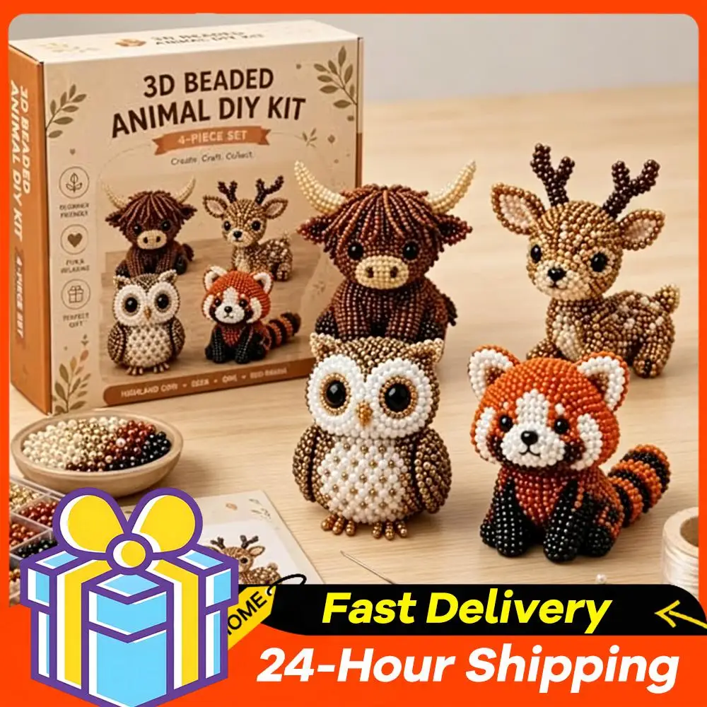 Cute Bird & Animal Beading Craft Set Bright Colors Vibrant Tube Beads Kit Home Decoration Jewelry Making Supplies for Adult