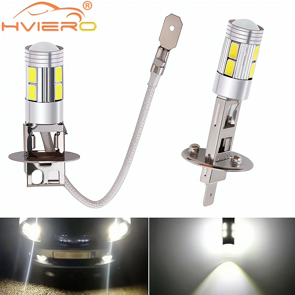 2Pcs Car Daytime Light H1 H3 Interior Reading Dome Led 10SMD 5630 Fog Signal Turn Lamp Brake Packing Bulb License Plate Leds 12V