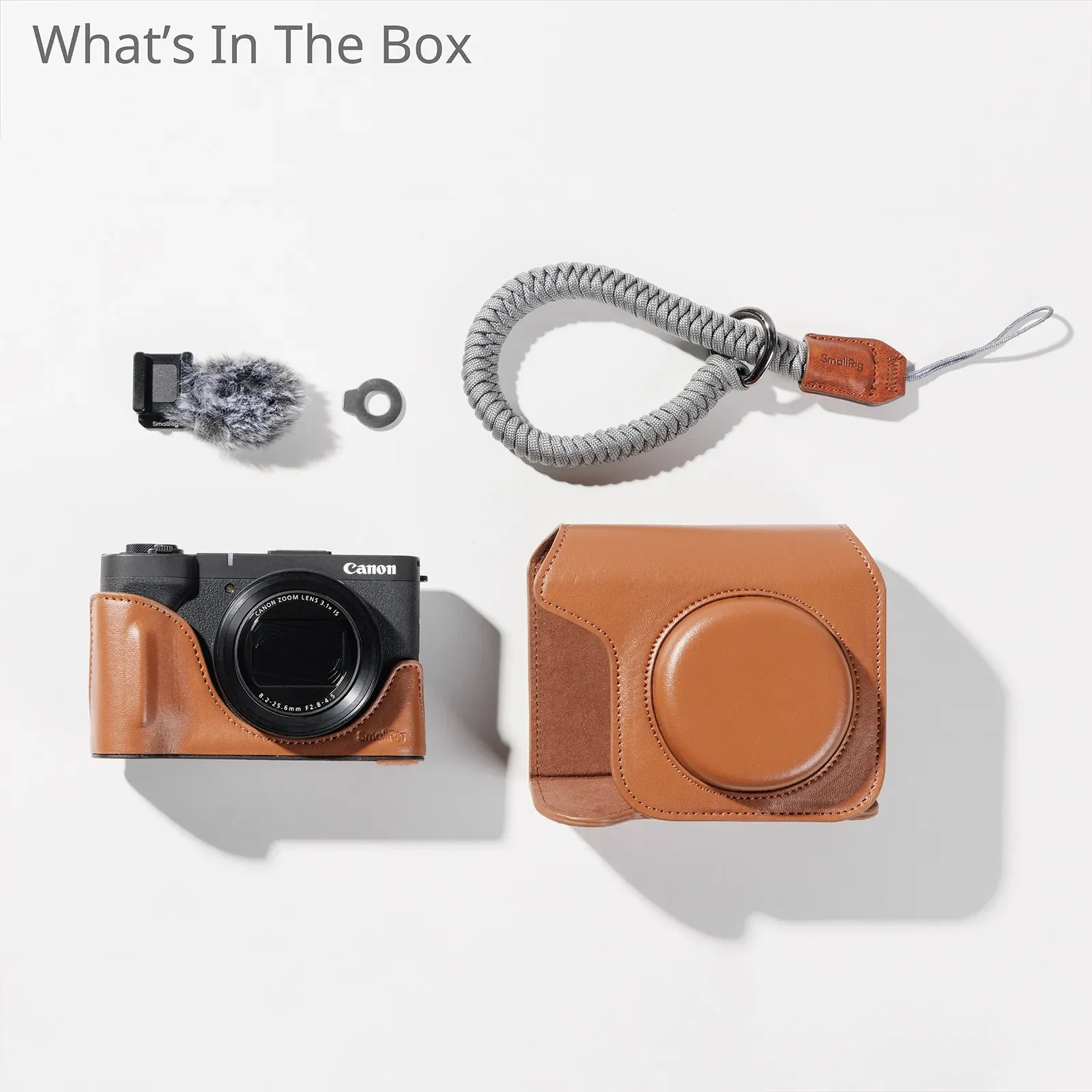 حقيبة كاميرا جلدية كاملة الجسم من Smallrig مع حزام معصم لهاتف Canon PowerShot V1 غطاء حماية عتيق باللون الأسود والبني والقهوة