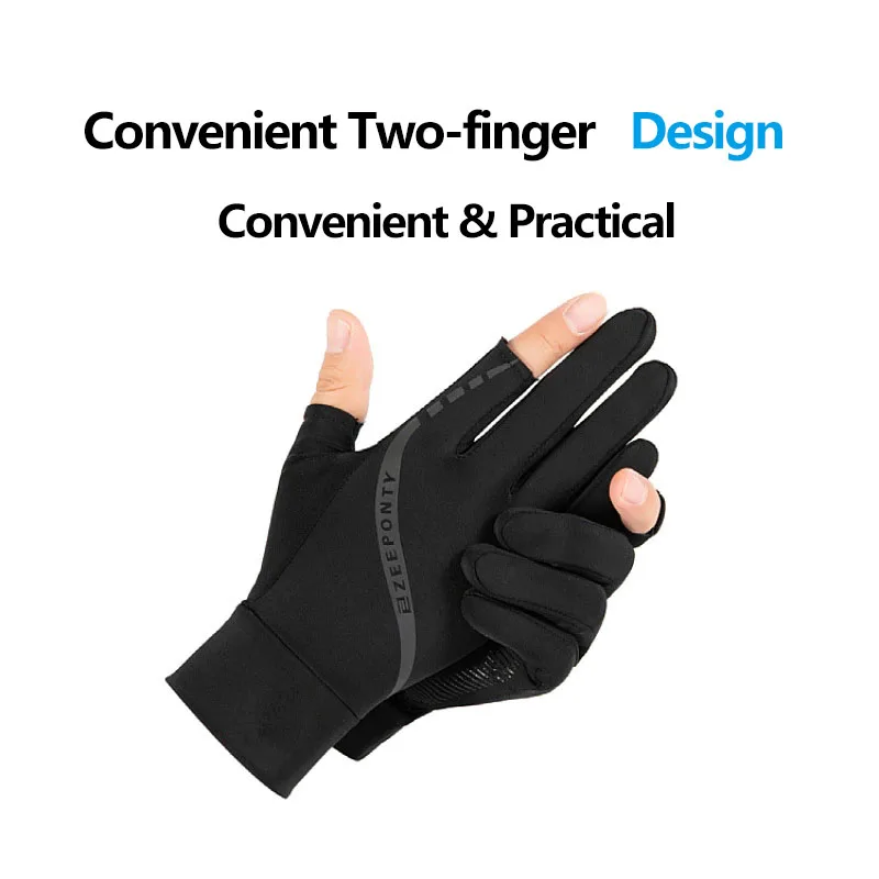 Männer Sommer Eis Seide Radfahren Handschuhe Dünne Sonnencreme Fahren Halbfinger Touchscreen Angeln Handschuhe Zwei-Finger-Design – Detail 3