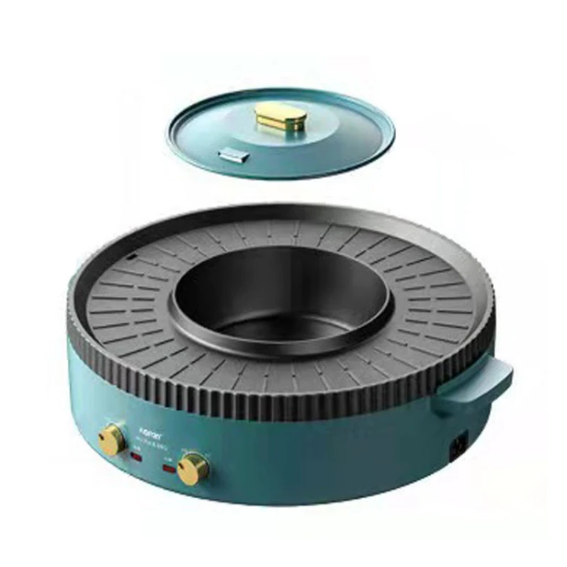 

42cm 2200W Electric Bbq Grills And Hot Pot Household Shabu and barbecue 2 in 1 Suitable For 3-8 People