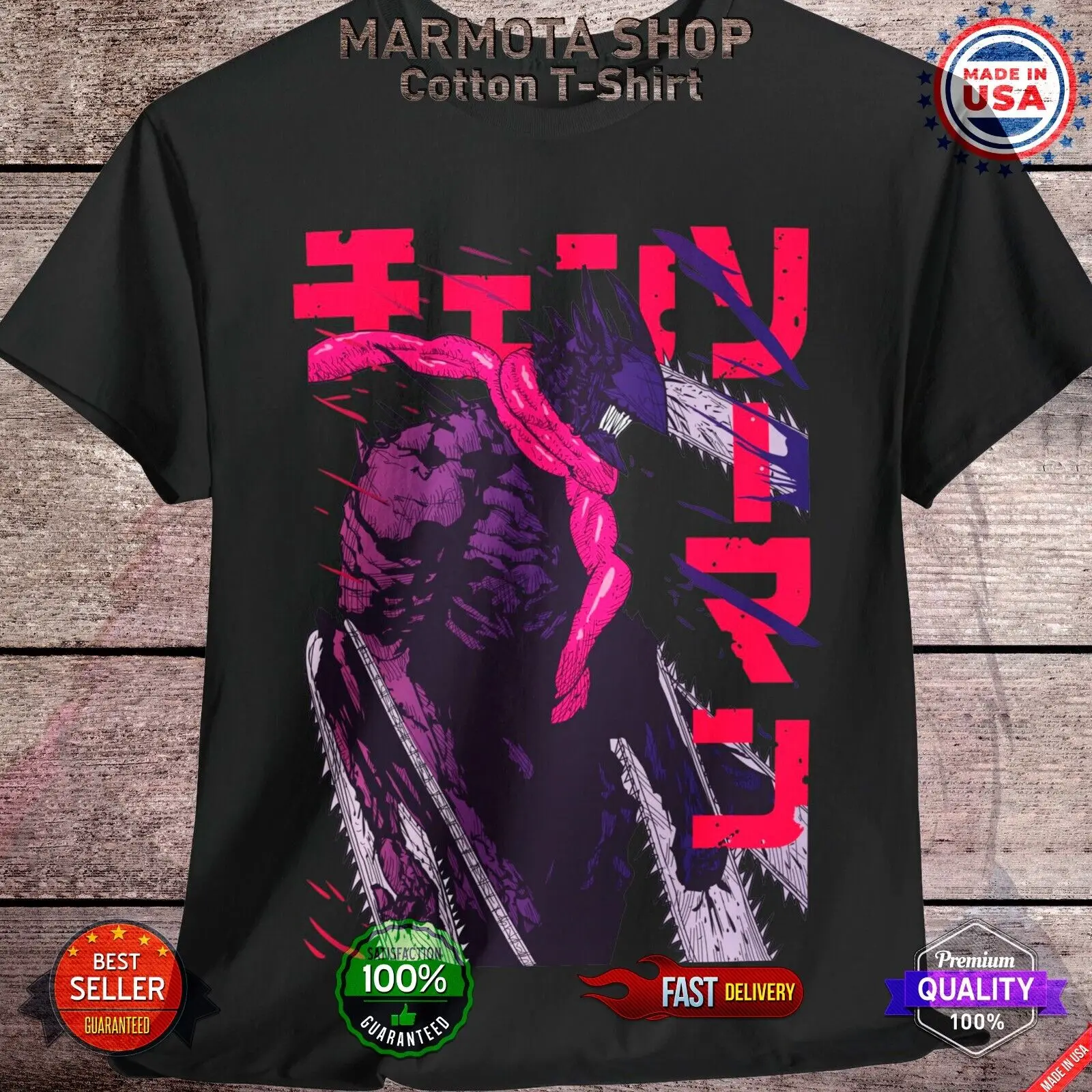 Denji Chainsaw Man Shirt Makima Anime Tee T-Shirt Berserk Manga Otaku Unisex