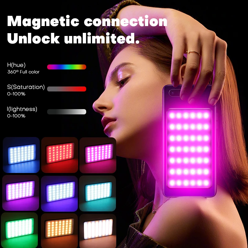 Magnetic RGB Mobile Phone Fill Light Portable Selfie Shooting Handheld Video Light CRI 95+2500-9000K Outdoor Photography Light