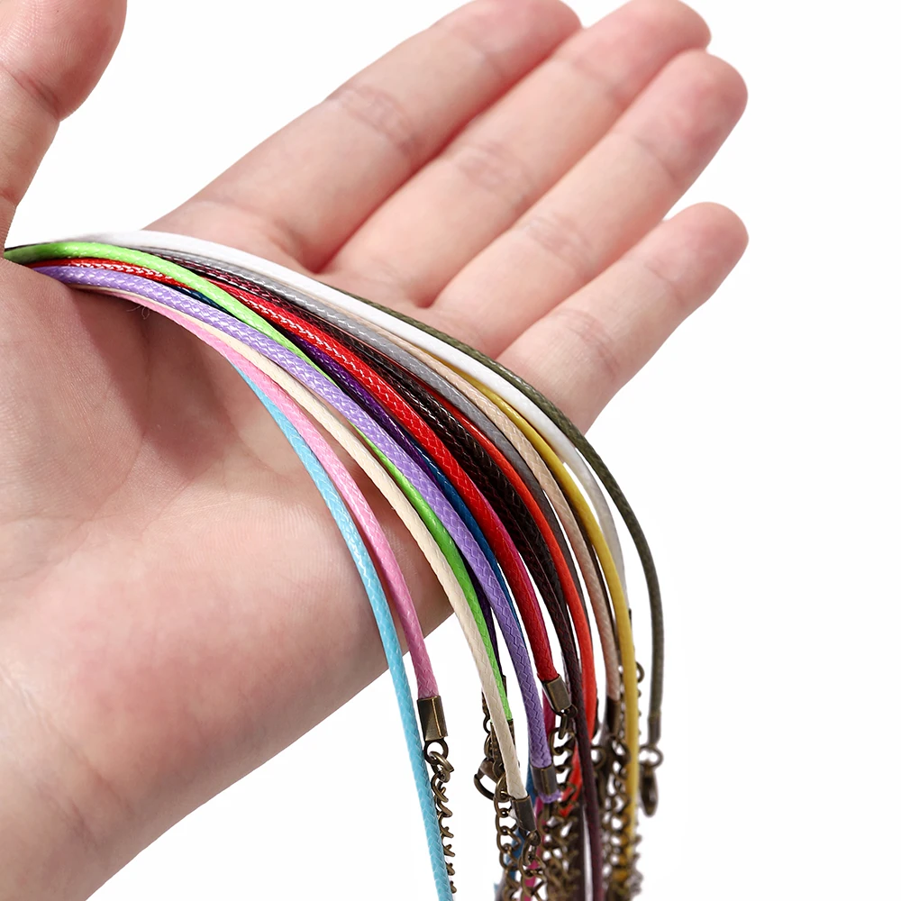 10 Teile/los Durchmesser 1,5/2mm Lederband Halskette Mit Verschluss Einstellbare Geflochtenen Seil für Schmuck Machen DIY Halskette armband Liefert – Detail 11