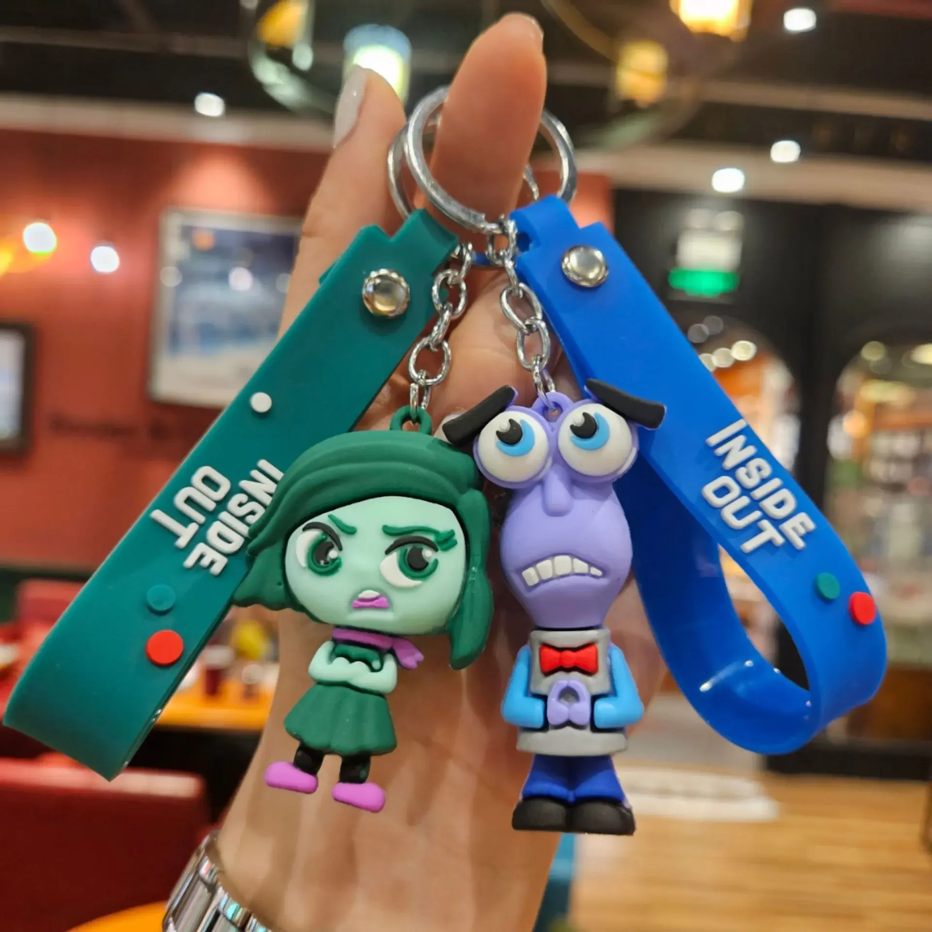 Inside Out 2 Cute Keychains for Boys Girls Anime Cartoon Personality Character Soft Glue Key Chains Bags Pendant Kids Toys Gifts