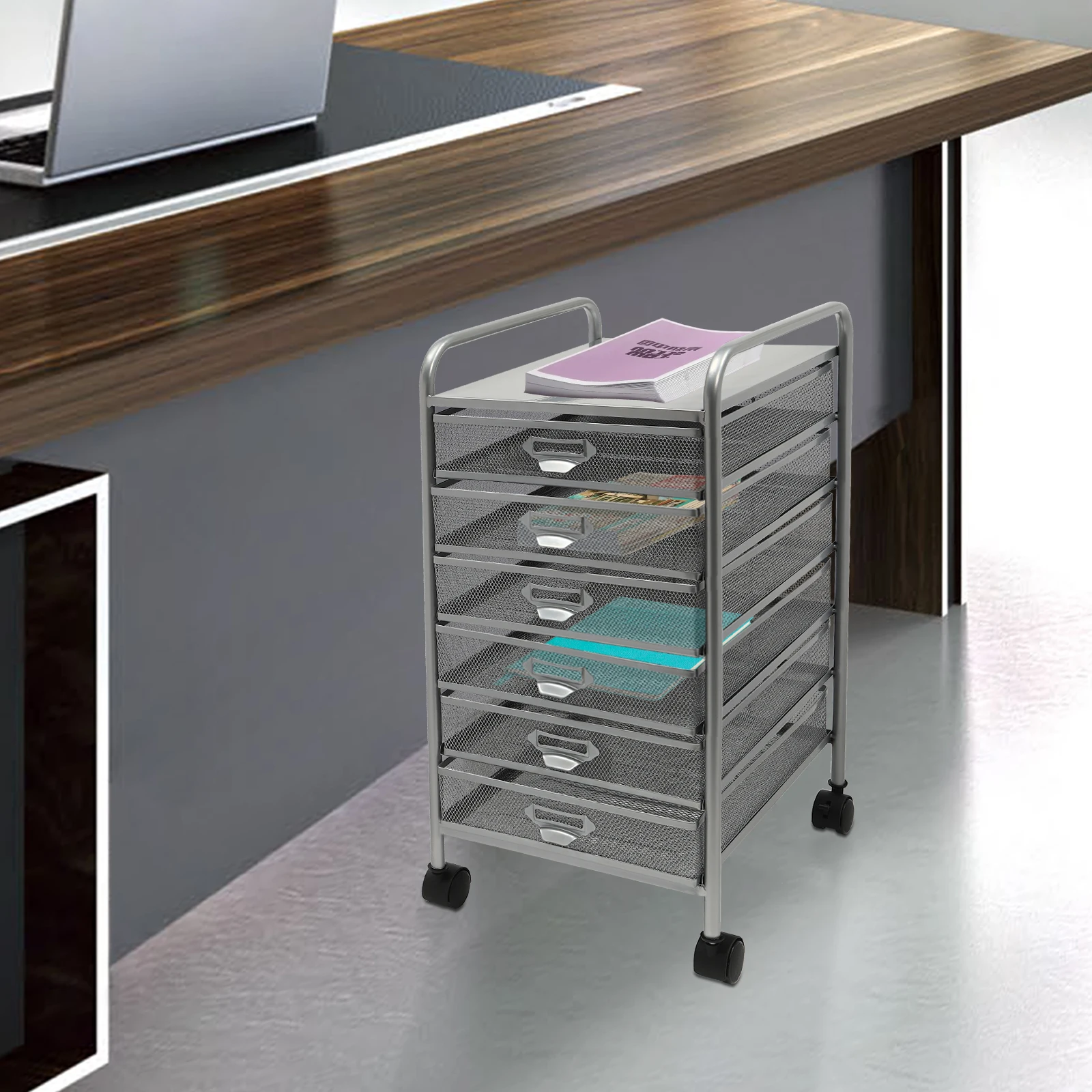 

Rolling Cart Assemble Mesh Slim Storage File Cabinet with 6 Drawers & Wheels Craft Organizer for Makeup, Kitchen,Office Supplies