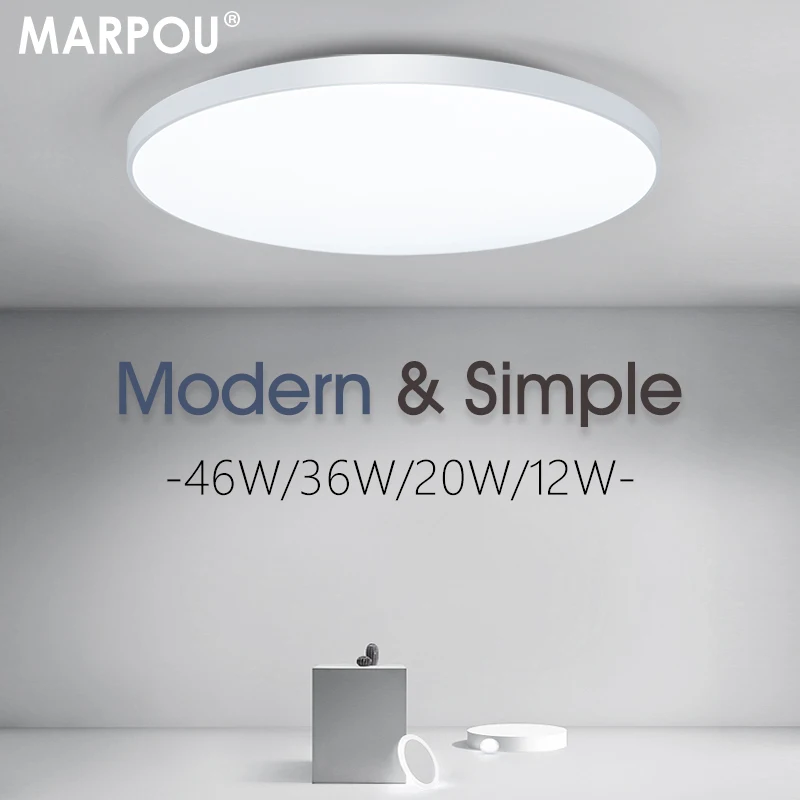 marpou ultra fino redondo led luzes de teto lampada moderna para cozinha quarto sala de estar banheiro 220v 46w 36w 20w 12w 47cm 01