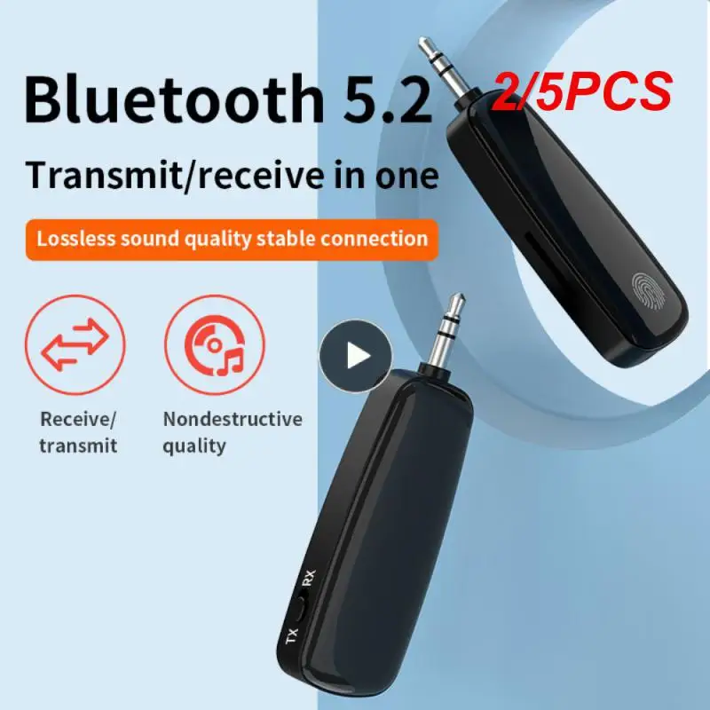 2/5PCS New bluetooth-compatible 5.2 Receiver Transmitter Adapter 3.5mm Jack AUX Car Stereo Hands-free Call TF Card Audio Player