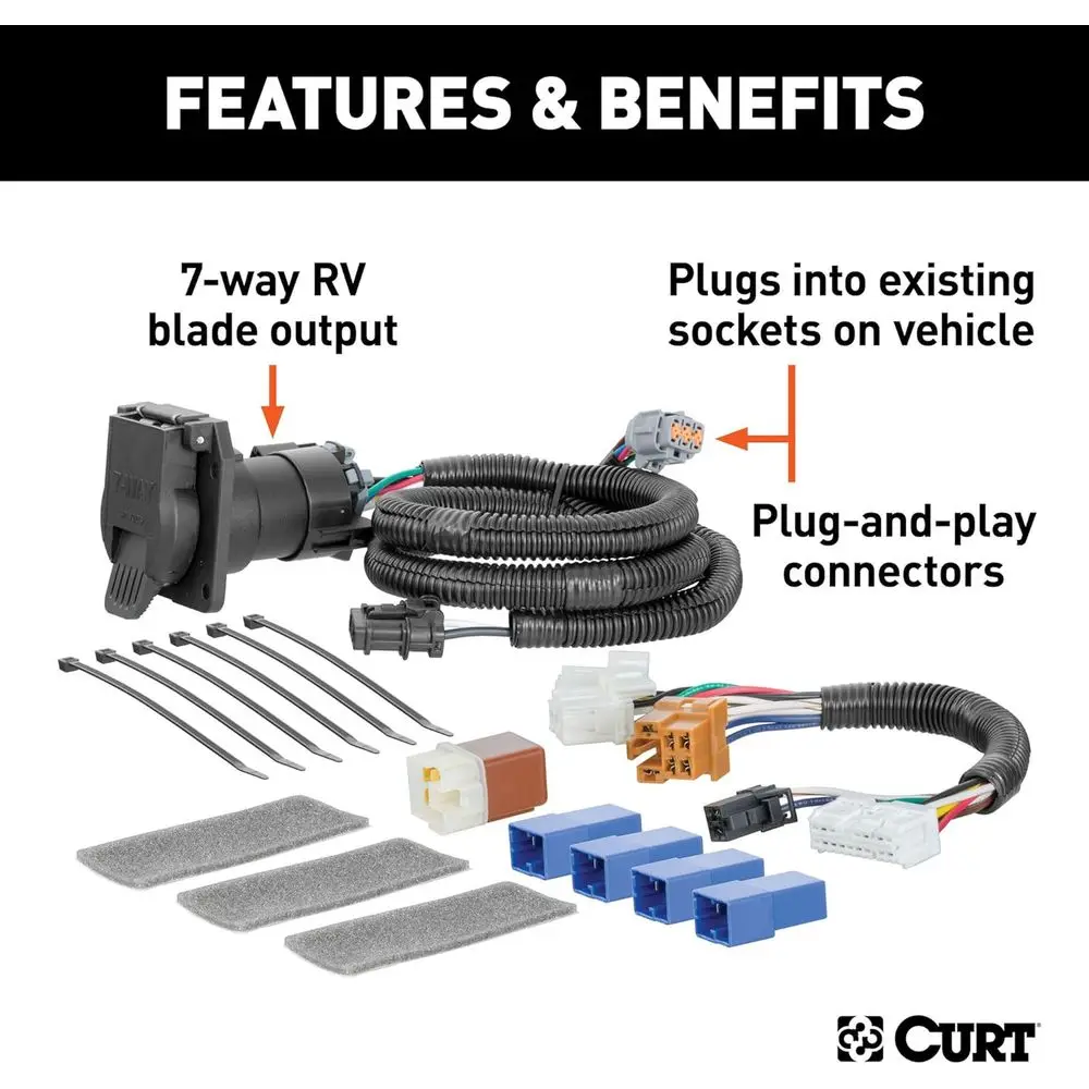 56357 Vehicle-Side Custom RV Blade 7-poliger Anhängerkabelbaum, passend für Select Nissan Pathfinder, Infiniti QX60