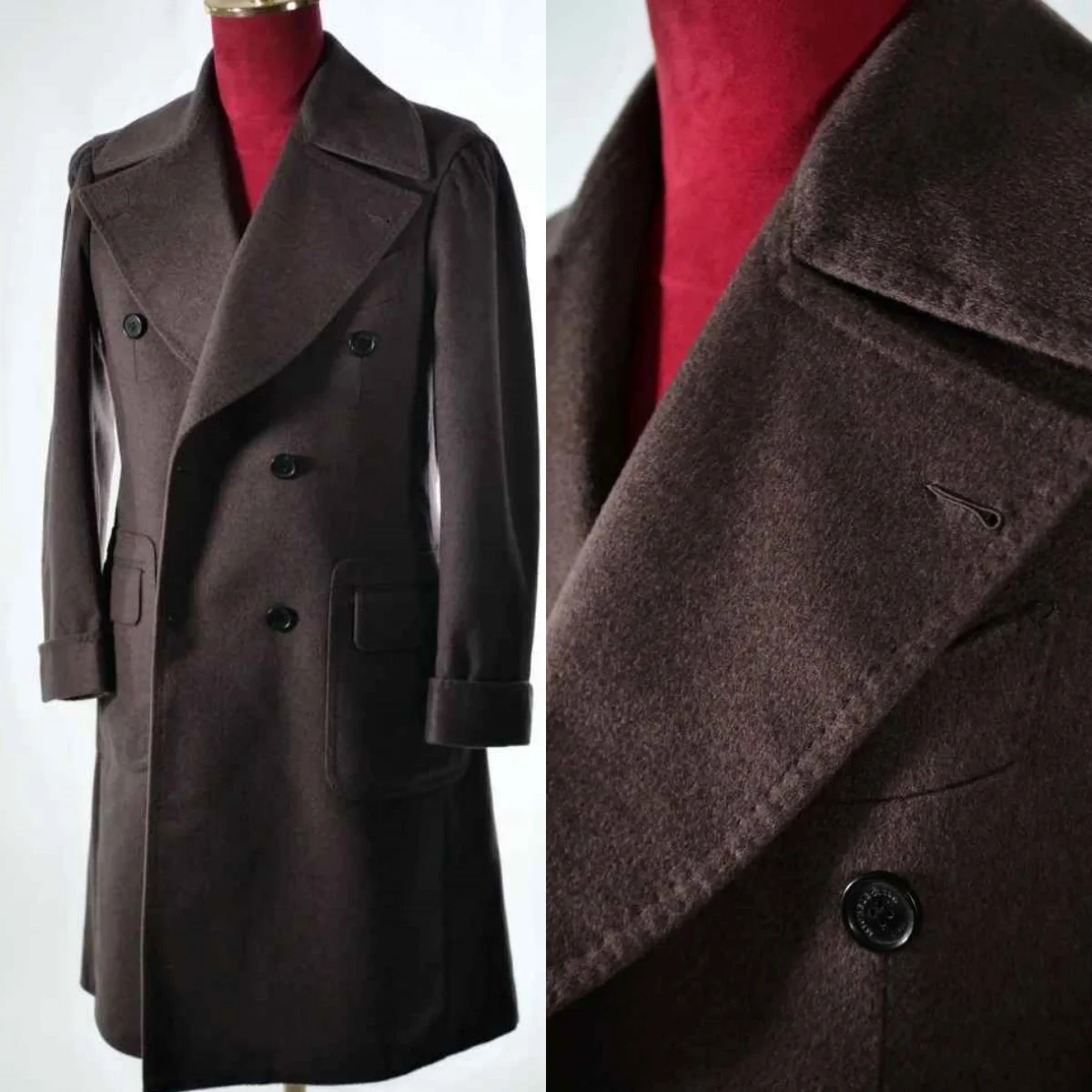 

Casual Autumn Winter Men Long Coat Double Breasted Jacket Tuxedos One Piece Business Occasion Customized Wear